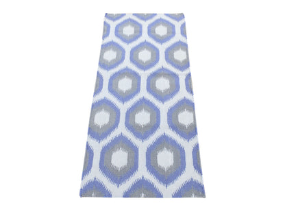 Kilim Flat-Weave hand-knotted wool rug in Gray, 2'5" x 6' — SKU O080534