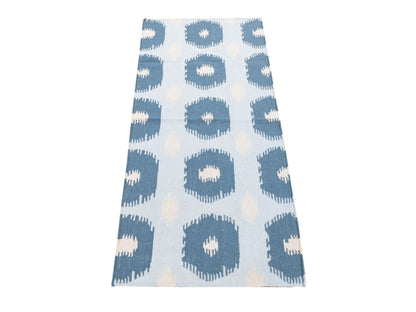 Kilim Flat-Weave hand-knotted wool runner in Blue, 2'5" x 6' — SKU O080535