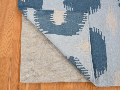 Blue 2'5" x 6'0" Flat Weave Hand woven Wool Rug - Sku: O080535