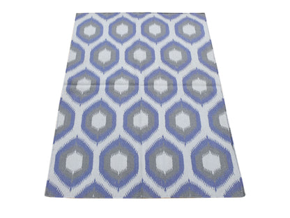 Kilim Flat-Weave hand-knotted wool rug in Gray, 4'2" x 6' — SKU O080541