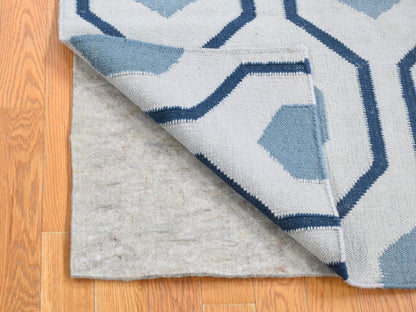 Kilim Flat-Weave hand-knotted wool runner in Ivory, 2'7" x 6' — SKU O080542 (view 3)