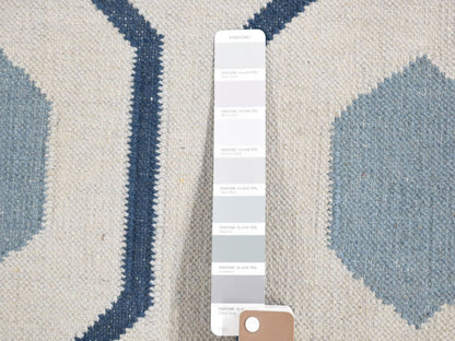 Kilim Flat-Weave hand-knotted wool runner in Ivory, 2'7" x 6' — SKU O080542 (view 4)