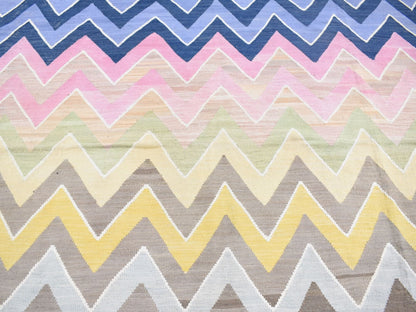 Pink 8'0" x 10'0" Flatweave / Kilim Hand woven Wool Rug - Sku: O080550