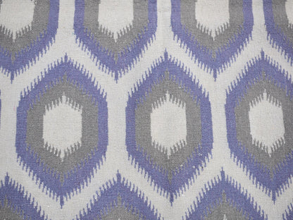 Kilim Flat-Weave hand-knotted wool rug in Gray, 4' x 6' — SKU O080557 (view 2)