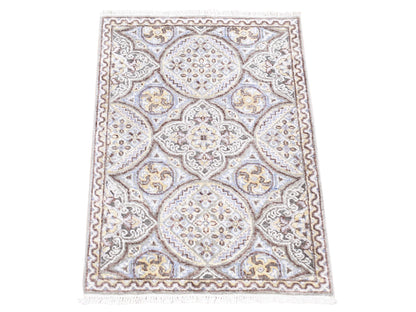 Brown 2'1" x 3'1" Transitional Hand knotted Wool/Silk Rug - Sku: O080576