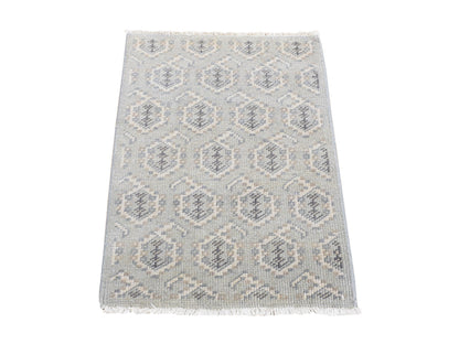Grey 2'0" x 3'0" Oushak And Peshawar Hand knotted Wool Rug - Sku: O080578