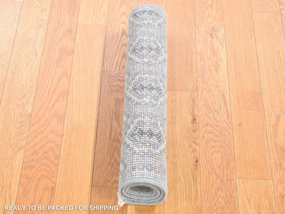 Grey 2'0" x 3'0" Oushak And Peshawar Hand knotted Wool Rug - Sku: O080578