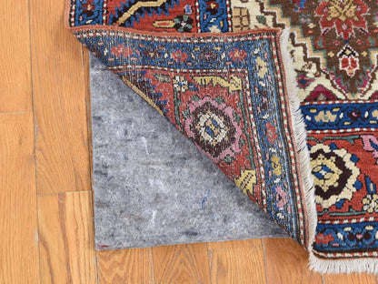 Antique hand-knotted wool runner in Brown & Red, 3' x 13'6" — SKU O080592 (view 2)