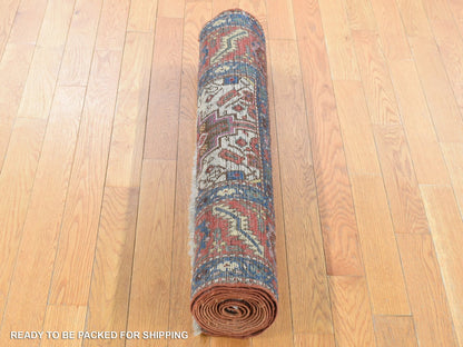 Antique hand-knotted wool runner in Brown & Red, 3' x 13'6" — SKU O080592 (view 4)