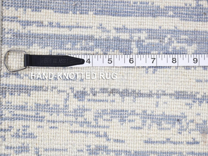 Modern / Contemporary hand-knotted wool/silk rug in Ivory, 2' x 2'1" — SKU O080597 (view 4)