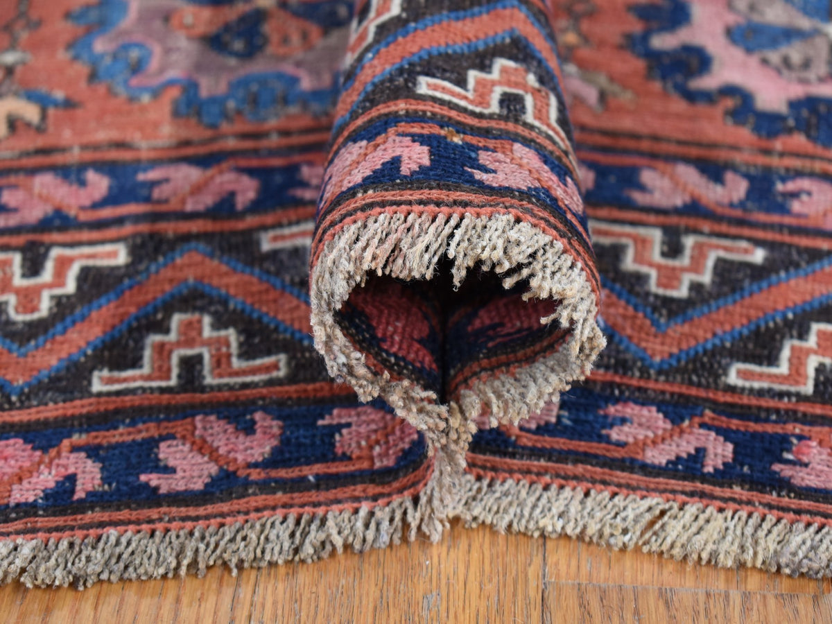 Soumak Tribal & Geometric hand-knotted wool rug in Red & Midnight Blue, 7' x 11' — SKU O080599 (view 5)