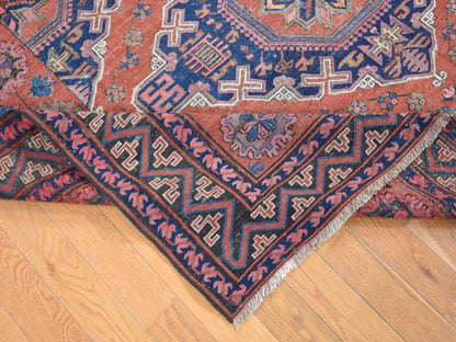 Soumak Tribal & Geometric hand-knotted wool rug in Red & Midnight Blue, 7' x 11' — SKU O080599 (view 6)