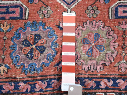 Soumak Tribal & Geometric hand-knotted wool rug in Red & Midnight Blue, 7' x 11' — SKU O080599 (view 7)