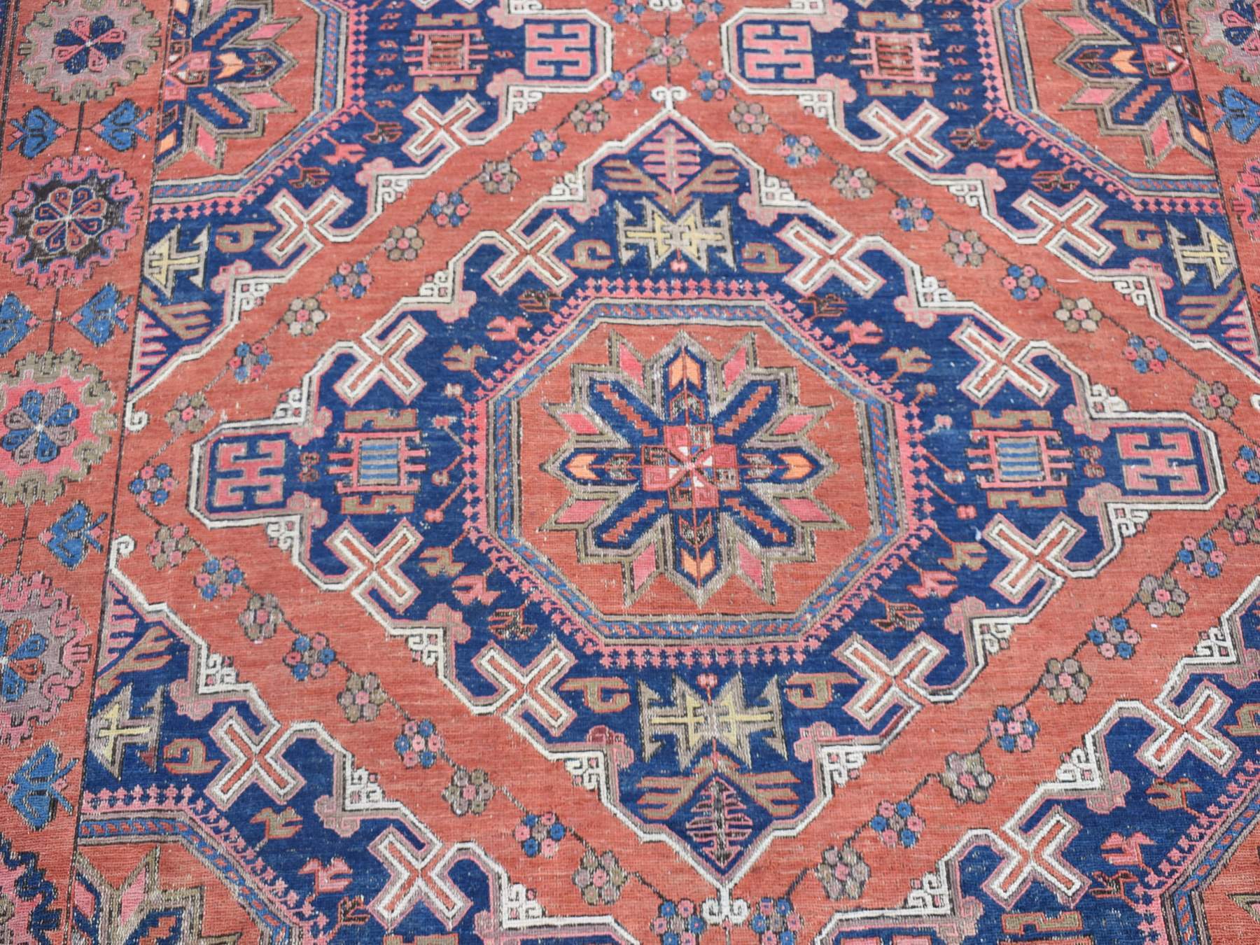 Soumak Tribal & Geometric hand-knotted wool rug in Red & Midnight Blue, 7' x 11' — SKU O080599 (view 8)