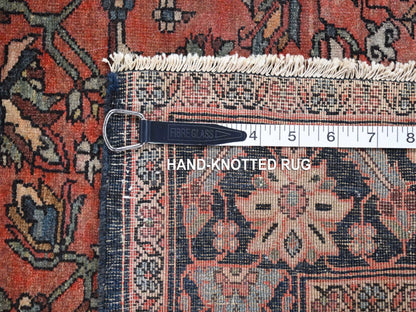 Sarouk Persian hand-knotted wool rug in Red & Midnight Blue, 4'1" x 6'4" — SKU O080602 (view 8)