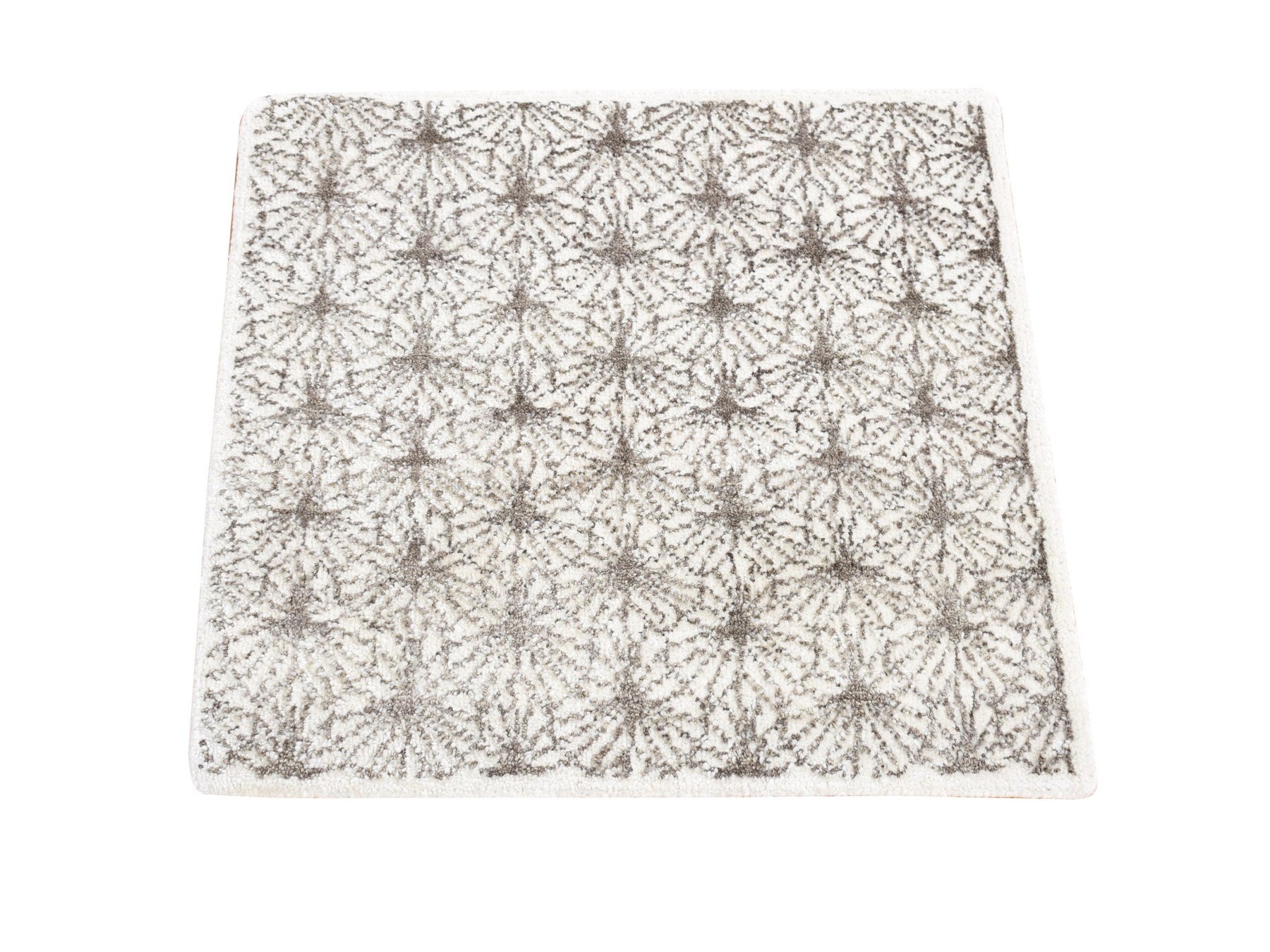 Modern / Contemporary hand-knotted wool/silk rug in Ivory, 2' x 2'1" — SKU O080608
