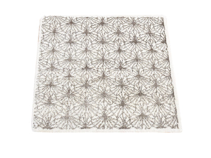 Modern / Contemporary hand-knotted wool/silk rug in Ivory, 2' x 2'1" — SKU O080608