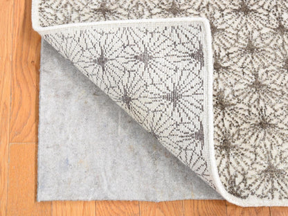 Ivory 2'0" x 2'1" Modern and Contemporary Hand knotted Wool/Silk Rug - Sku: O080608