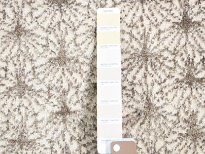 Ivory 2'0" x 2'1" Modern and Contemporary Hand knotted Wool/Silk Rug - Sku: O080608