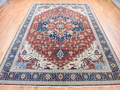 Heriz Heriz hand-knotted wool rug in Red & Midnight Blue, 10'1" x 13'9" — SKU O080634 (view 2)
