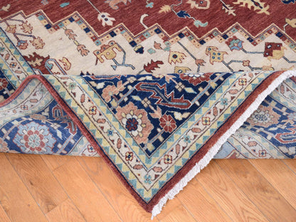 Heriz Heriz hand-knotted wool rug in Red & Midnight Blue, 10'1" x 13'9" — SKU O080634 (view 5)