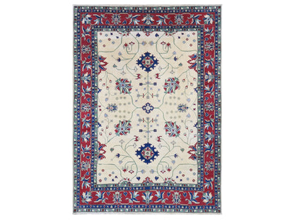 Ivory 9'10" x 14'0" Kazak Hand knotted Wool Rug - Sku: O080636