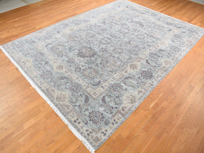 Green 10'0" x 14'0" Oushak / Peshawar Hand knotted Wool/Silk Rug - Sku: O080640