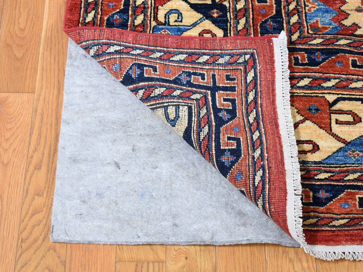 Ersari Tribal & Geometric hand-knotted wool rug in Red & Ivory, 10' x 14' — SKU O080642 (view 4)