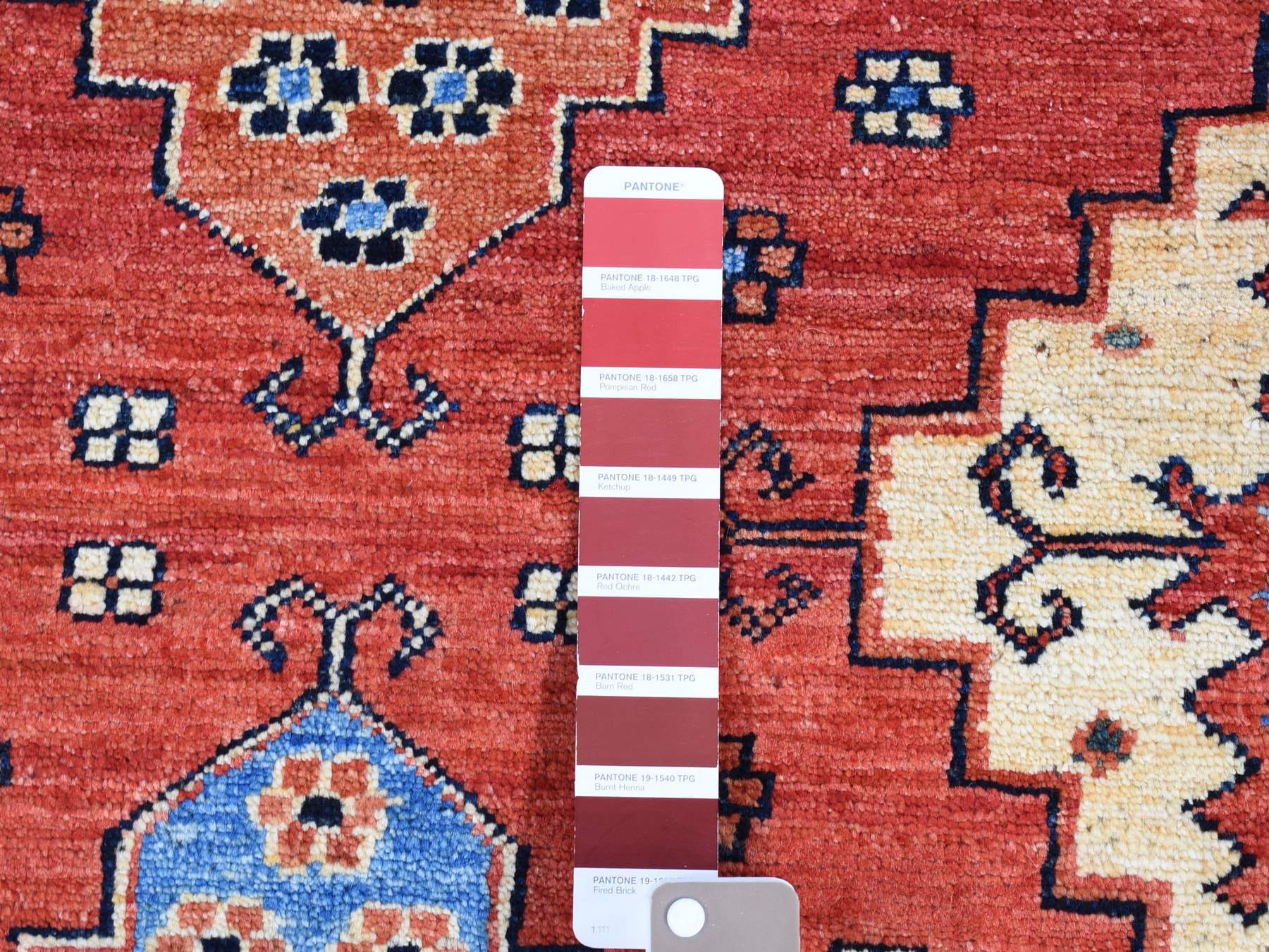 Ersari Tribal & Geometric hand-knotted wool rug in Red & Ivory, 10' x 14' — SKU O080642 (view 7)