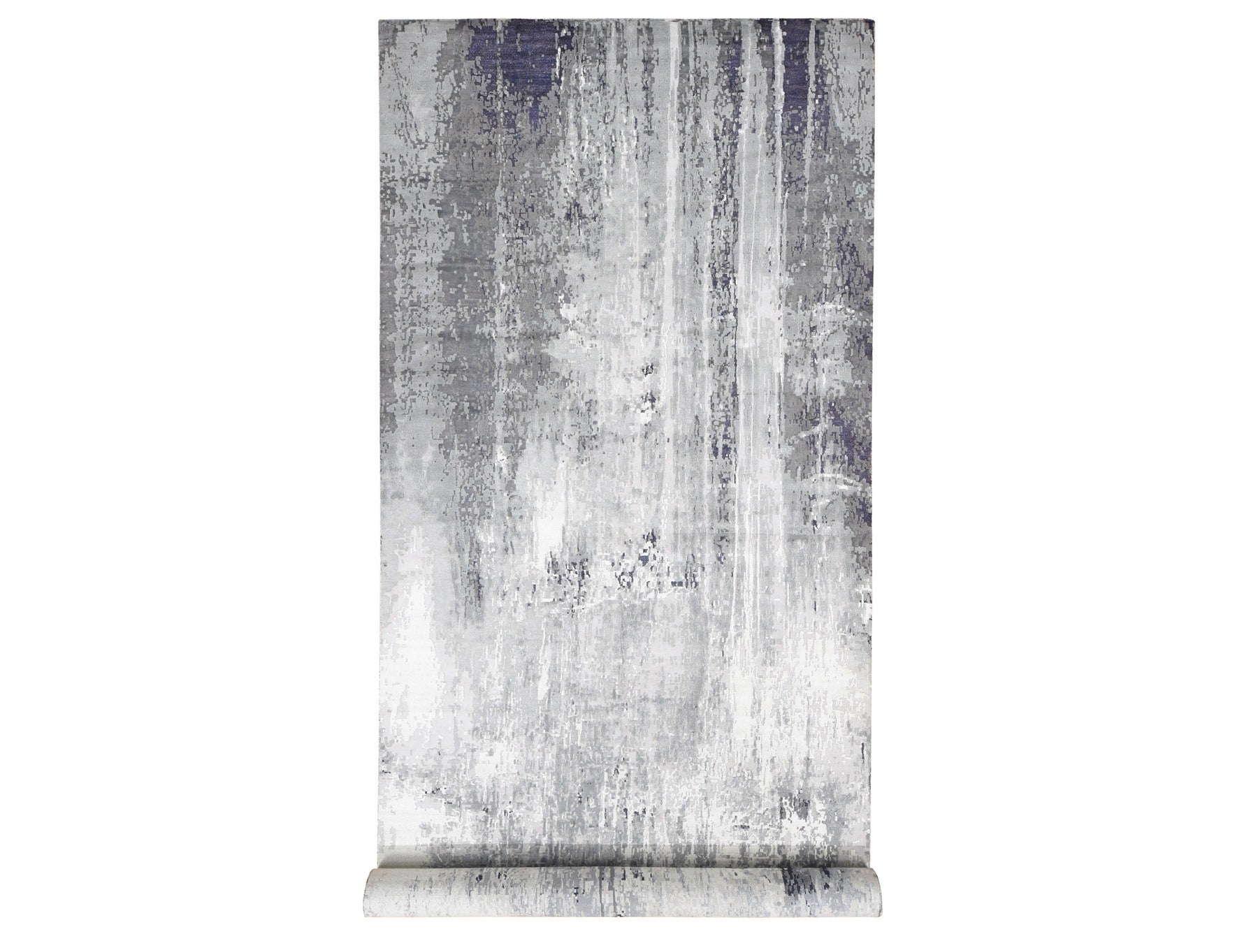 Modern / Contemporary hand-knotted wool/silk rug in Black, 8'1" x 23'10" — SKU O080643