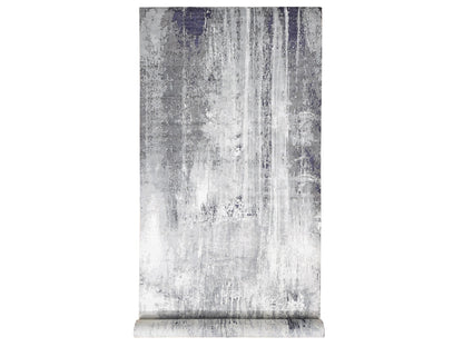 Modern / Contemporary hand-knotted wool/silk rug in Black, 8'1" x 23'10" — SKU O080643