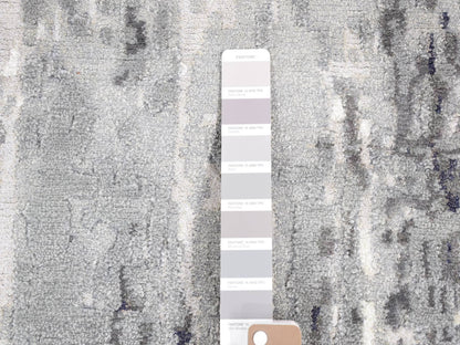 Black 8'1" x 23'10" Modern and Contemporary Hand knotted Wool/Silk Rug - Sku: O080643