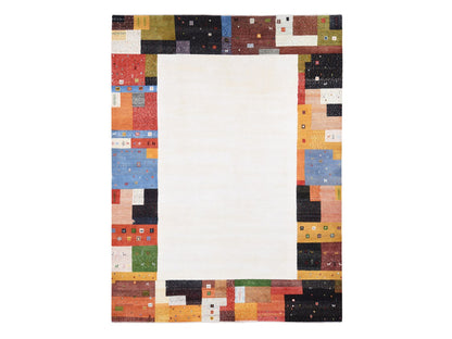 Ivory 9'8" x 13'5" Modern and Contemporary Hand knotted Wool Rug - Sku: O080646