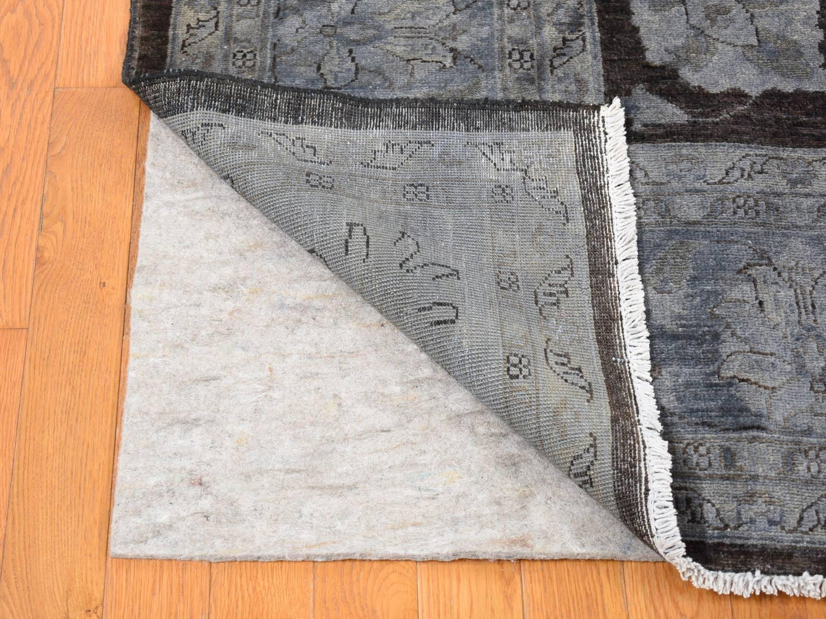 Peshawar Vintage hand-knotted wool rug in Overdyed & Silver Blue, 9' x 12' — SKU O080660 (view 4)
