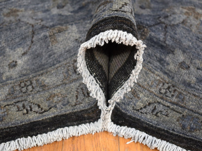 Peshawar Vintage hand-knotted wool rug in Overdyed & Silver Blue, 9' x 12' — SKU O080660 (view 5)