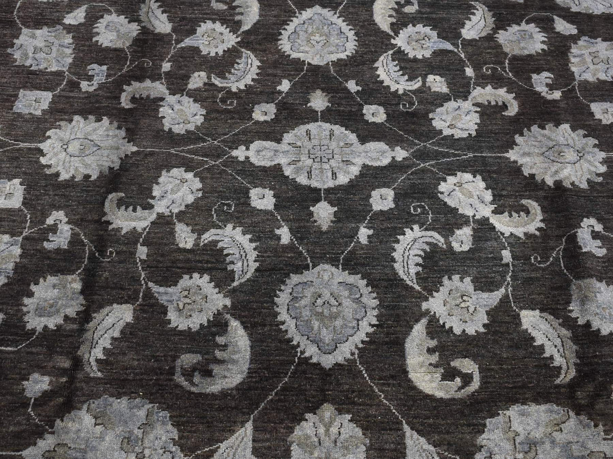 Peshawar Vintage hand-knotted wool rug in Overdyed & Silver Blue, 9' x 12' — SKU O080660 (view 8)