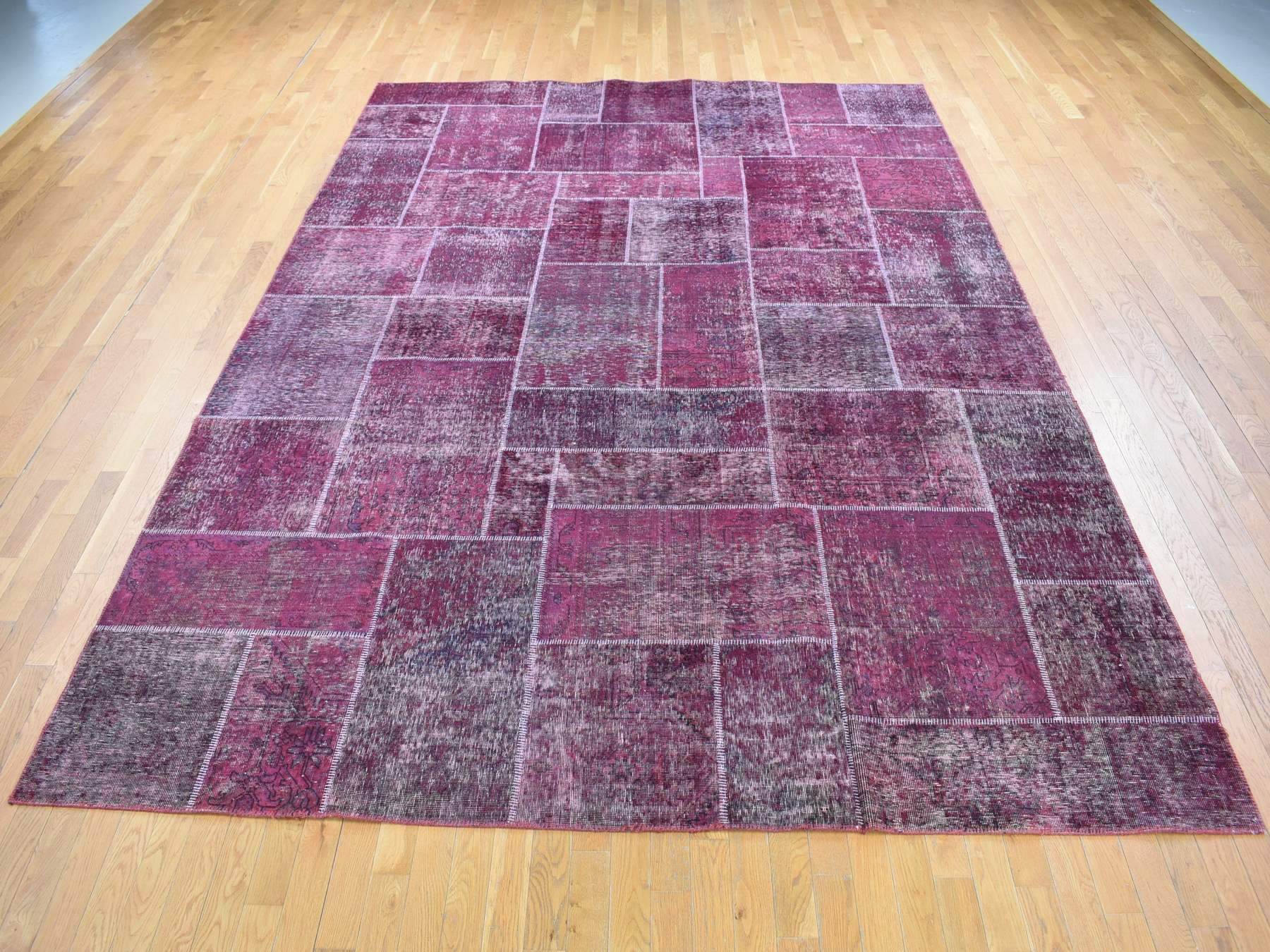 Vintage hand-knotted wool rug in Overdyed, 9'1" x 12'10" — SKU O080662 (view 2)