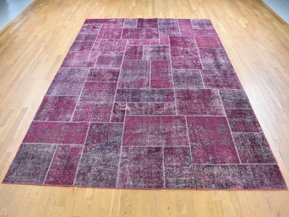 Overdyed 9'1" x 12'10" Vintage Hand knotted Wool Rug - Sku: O080662
