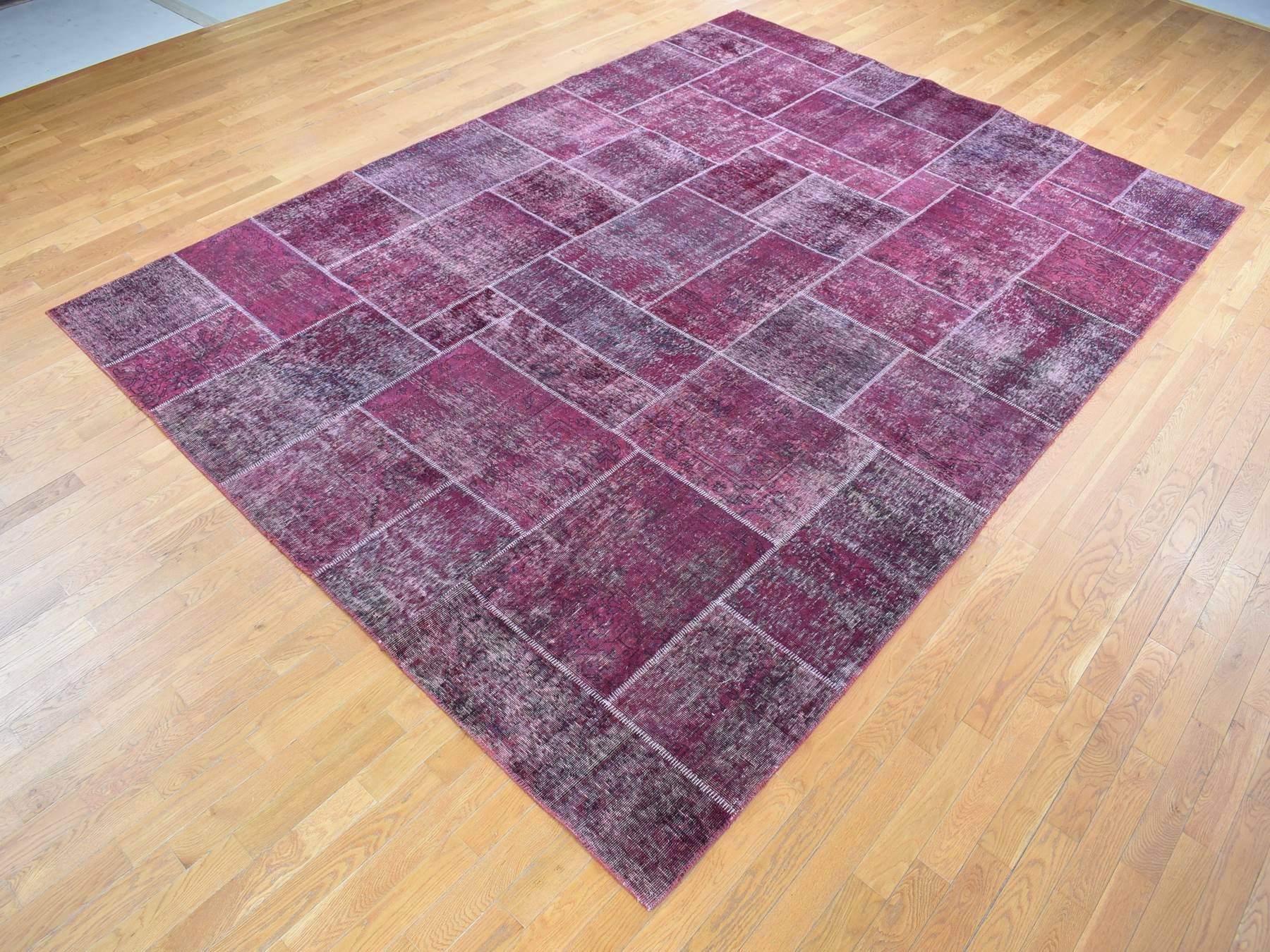 Vintage hand-knotted wool rug in Overdyed, 9'1" x 12'10" — SKU O080662 (view 3)