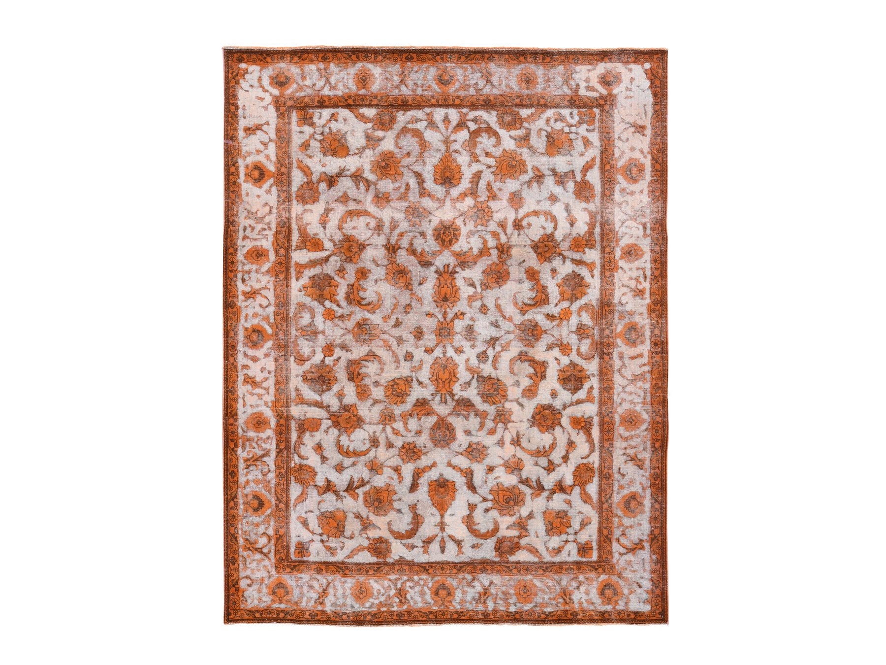 Tabriz Vintage hand-knotted wool rug in Overdyed & Ivory, 8'1" x 10'9" — SKU O080665