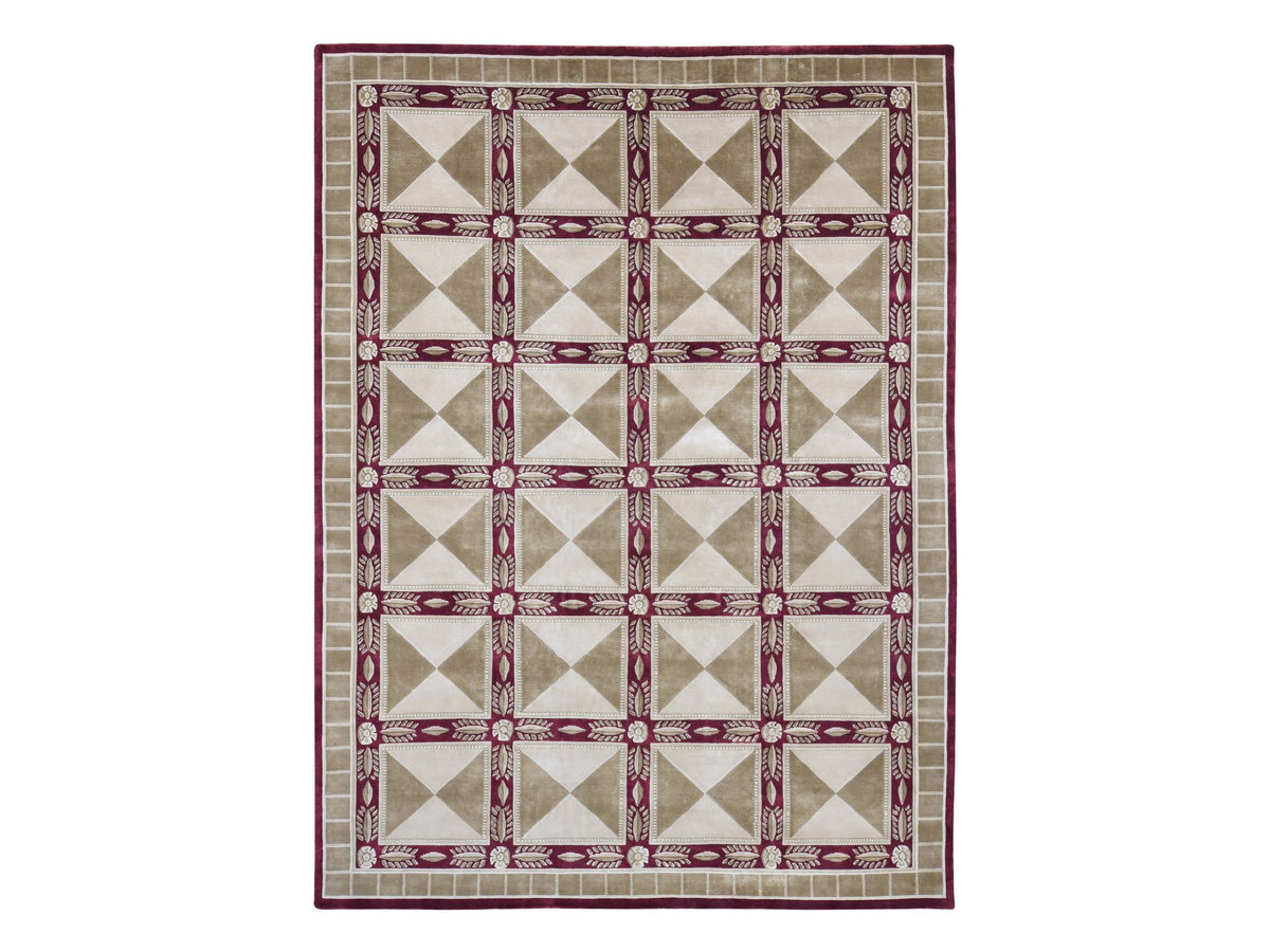 Modern / Contemporary hand-knotted wool rug in Ivory & Taupe, 10' x 13'9" — SKU O080672