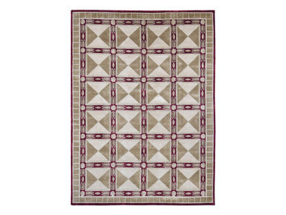 Modern / Contemporary hand-knotted wool rug in Ivory & Taupe, 10' x 13'9" — SKU O080672