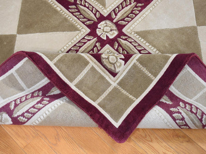Modern / Contemporary hand-knotted wool rug in Ivory & Taupe, 10' x 13'9" — SKU O080672 (view 6)