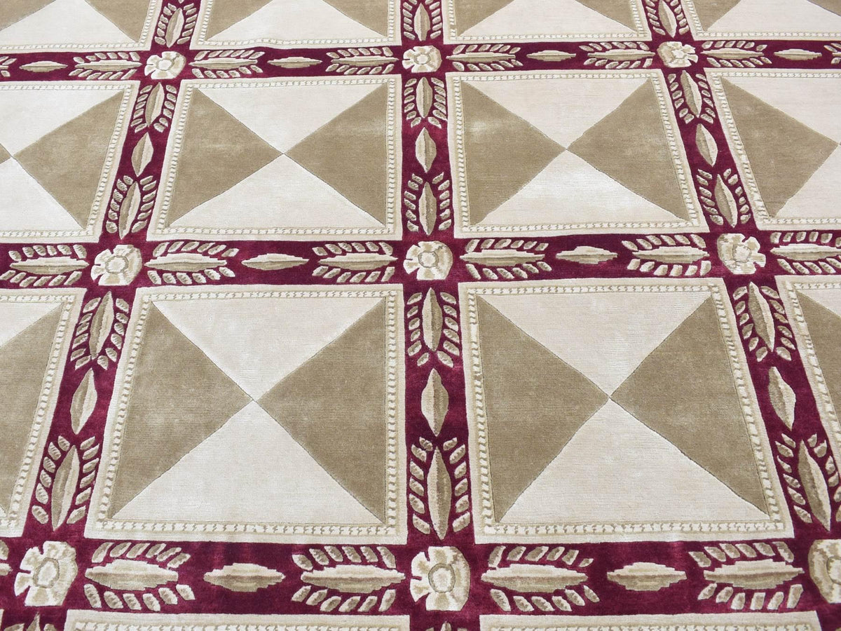 Modern / Contemporary hand-knotted wool rug in Ivory & Taupe, 10' x 13'9" — SKU O080672 (view 8)