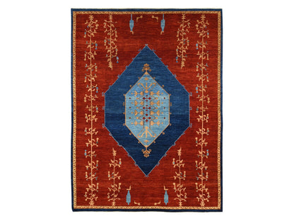 Fine Oriental hand-knotted wool rug in Red & Blue, 10'3" x 14' — SKU O080673