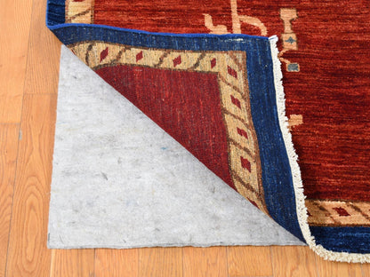 Fine Oriental hand-knotted wool rug in Red & Blue, 10'3" x 14' — SKU O080673 (view 4)