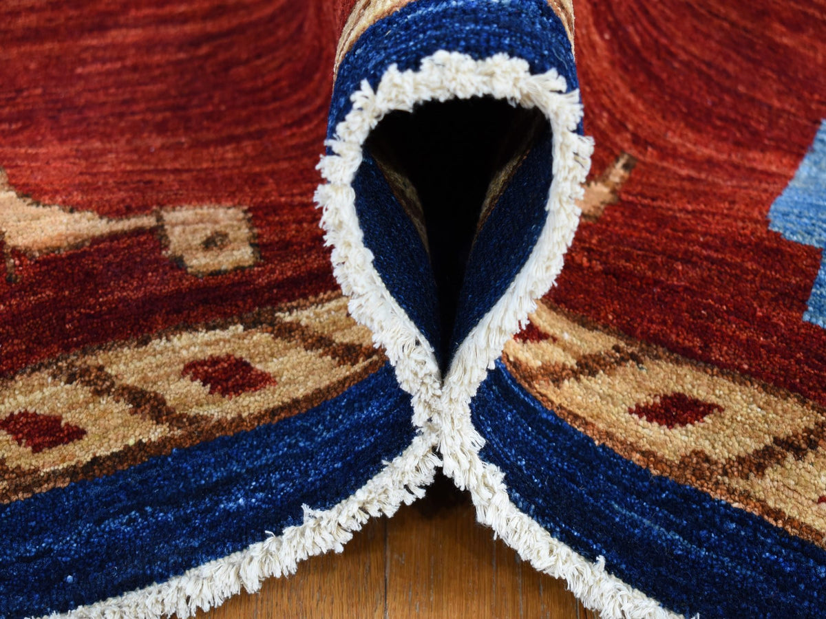 Fine Oriental hand-knotted wool rug in Red & Blue, 10'3" x 14' — SKU O080673 (view 5)