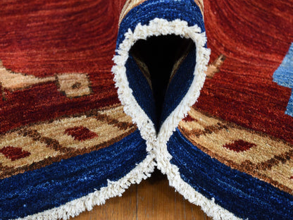 Fine Oriental hand-knotted wool rug in Red & Blue, 10'3" x 14' — SKU O080673 (view 5)