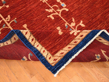Fine Oriental hand-knotted wool rug in Red & Blue, 10'3" x 14' — SKU O080673 (view 6)