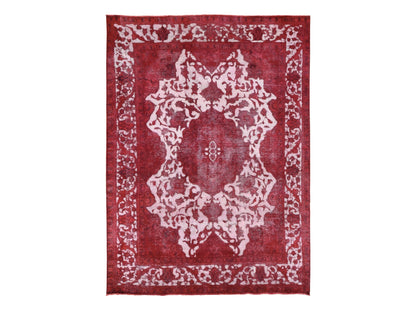 Overdyed 8'2" x 11'1" Vintage Hand knotted Wool Rug - Sku: O080678